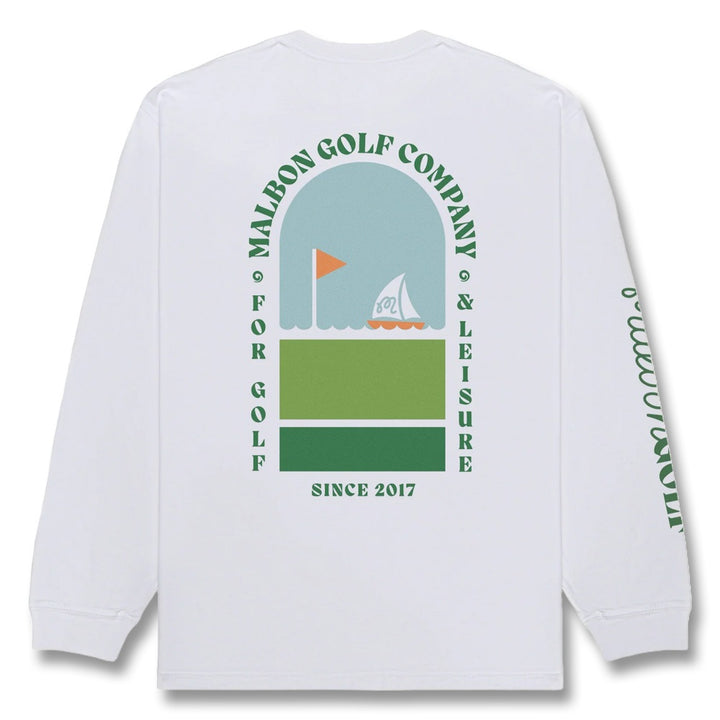 Malbon Marina Longsleeve Golf T-Shirt White - SS25 Men