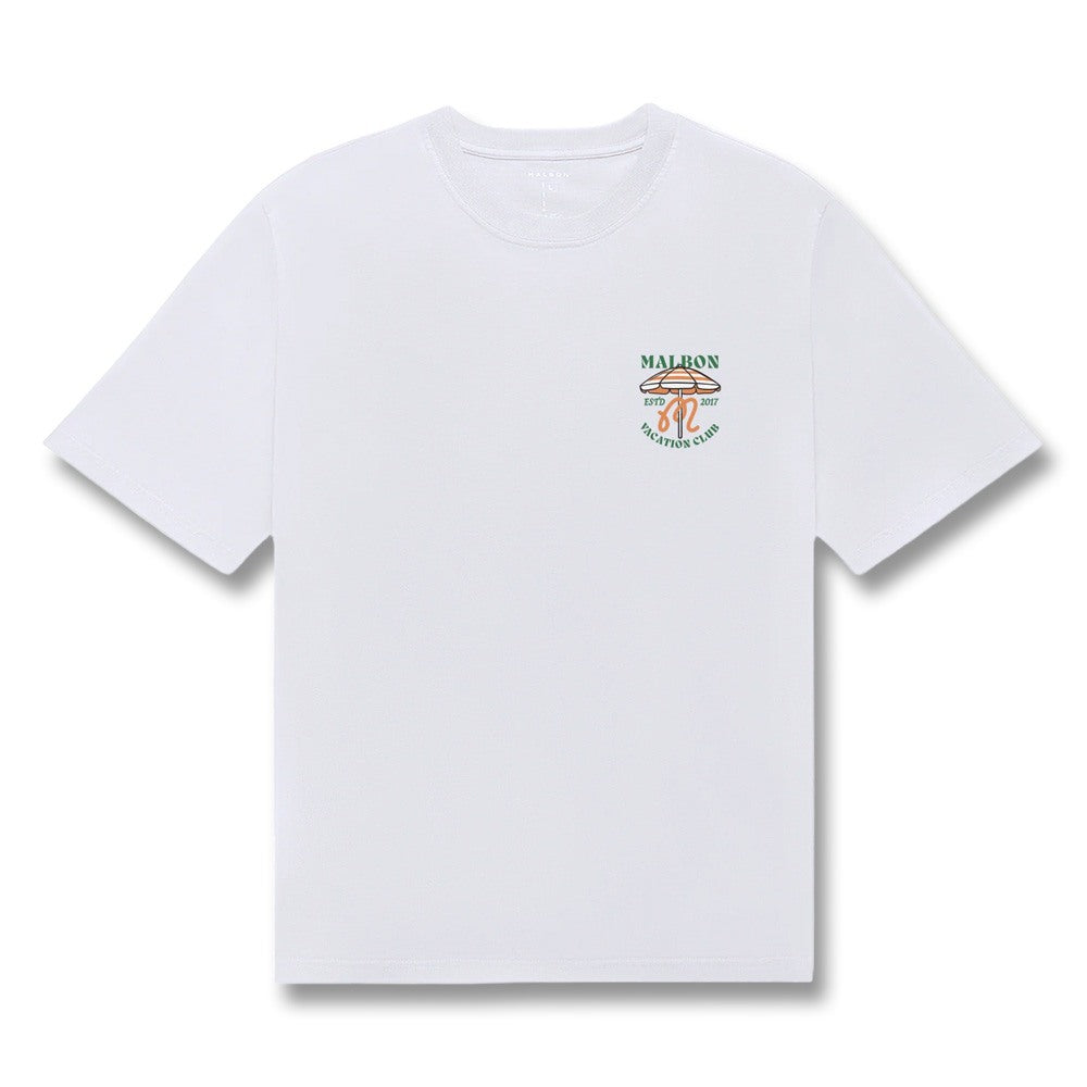 Malbon Vacation Club Shortsleeve Golf T-Shirt White - SS25 Men