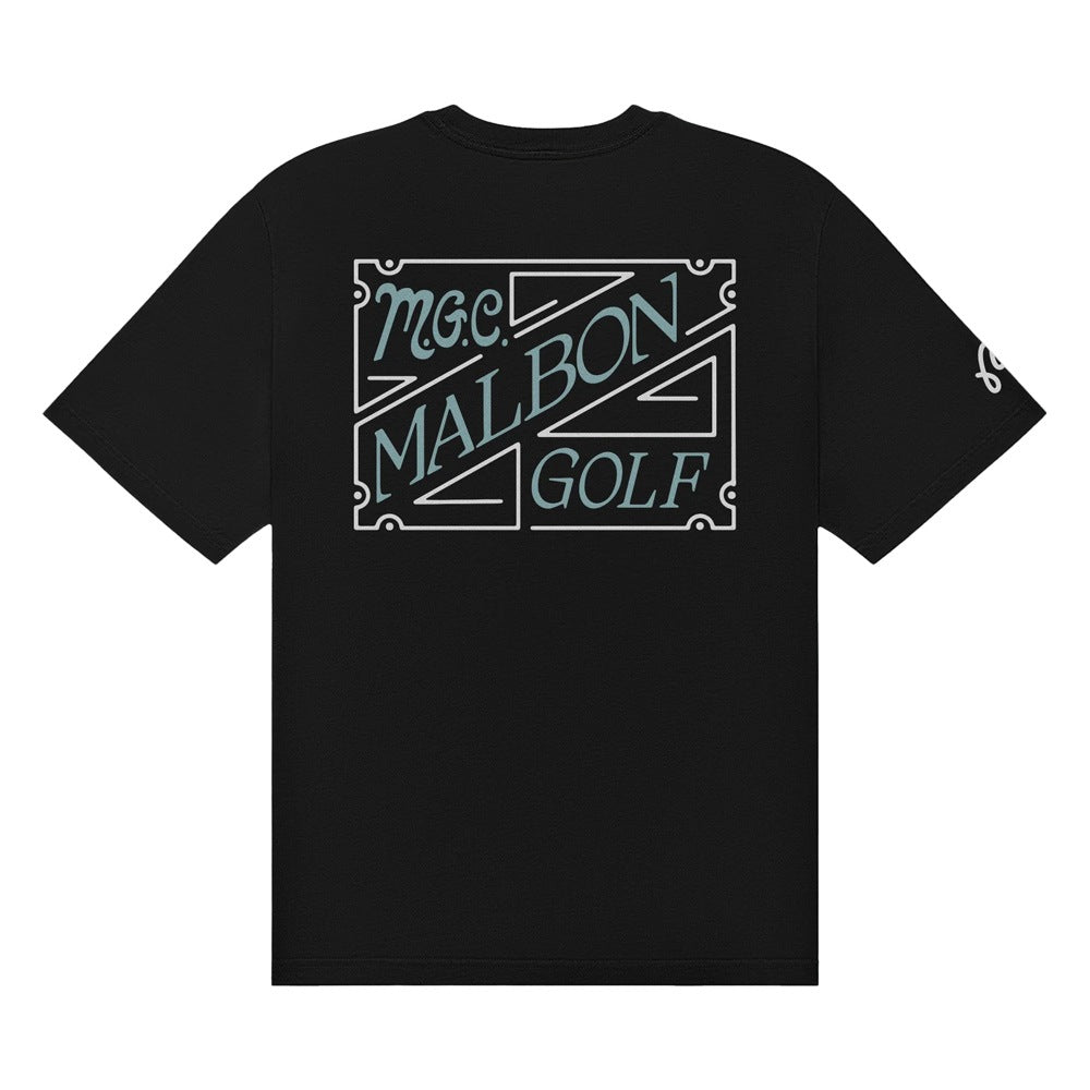 Malbon Villa Shortsleeve Golf T-Shirt Black - SS25 Men