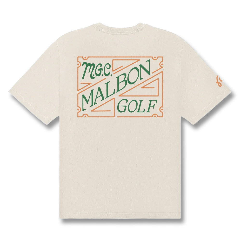 Malbon Villa Shortsleeve Golf T-Shirt Ivory - SS25 Men