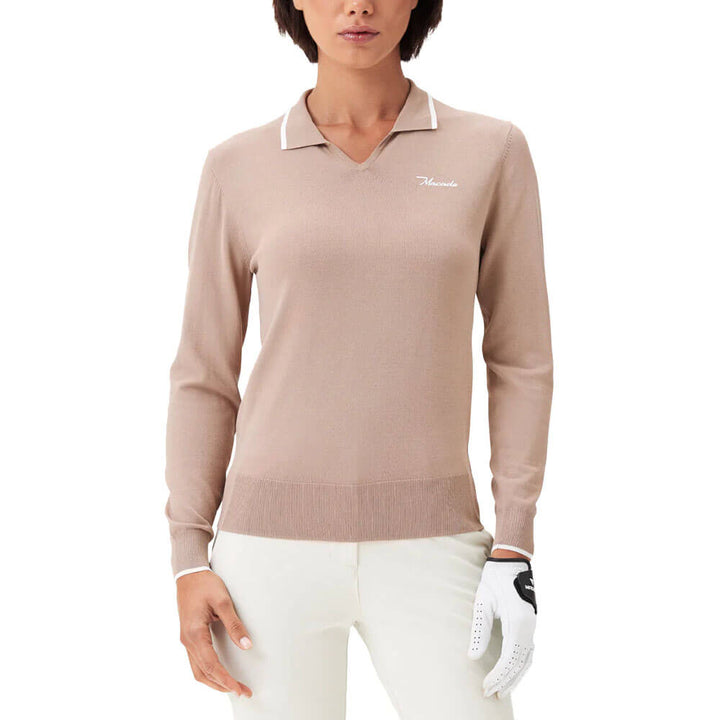 Macade Ella Knit Longsleeve Golf Polo Tan - SS25 Women