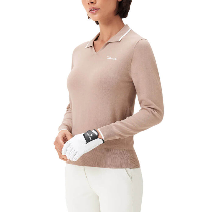 Macade Ella Knit Longsleeve Golf Polo Tan - SS25 Women