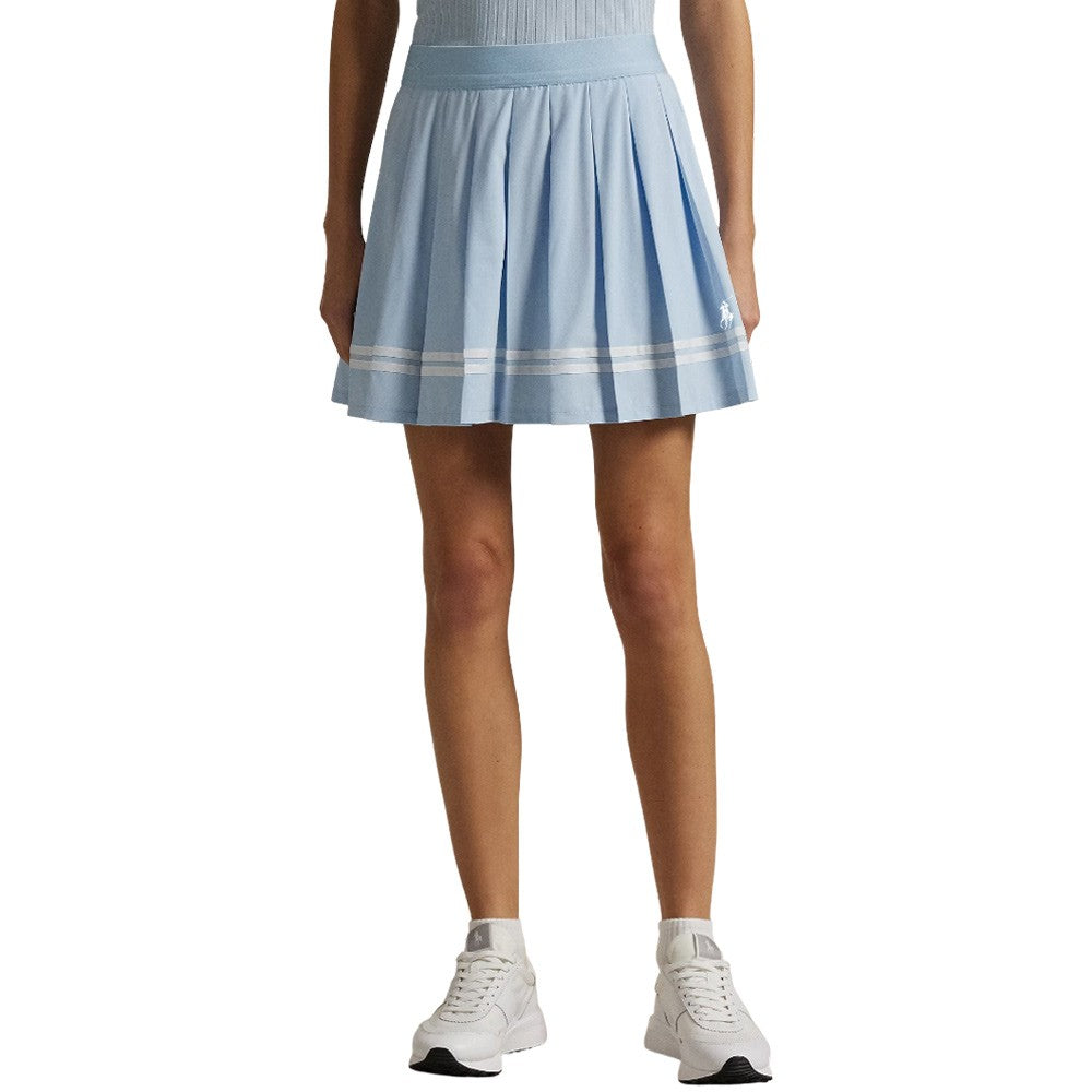 Ralph Lauren 4-Way Stretch High Waisted Pleated A-Line 16" Golf Skort Cold Springs/Ceramic White - SP25 Women