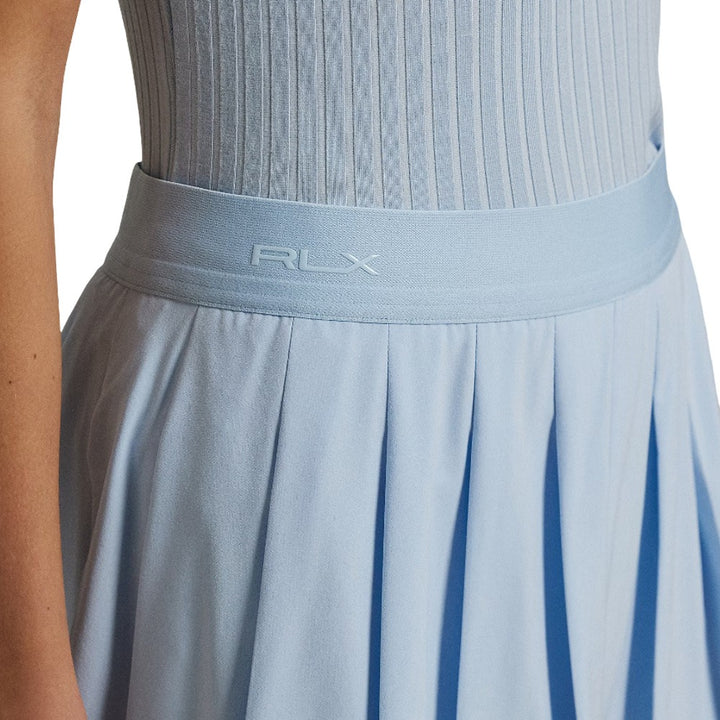 Ralph Lauren 4-Way Stretch High Waisted Pleated A-Line 16" Golf Skort Cold Springs/Ceramic White - SP25 Women