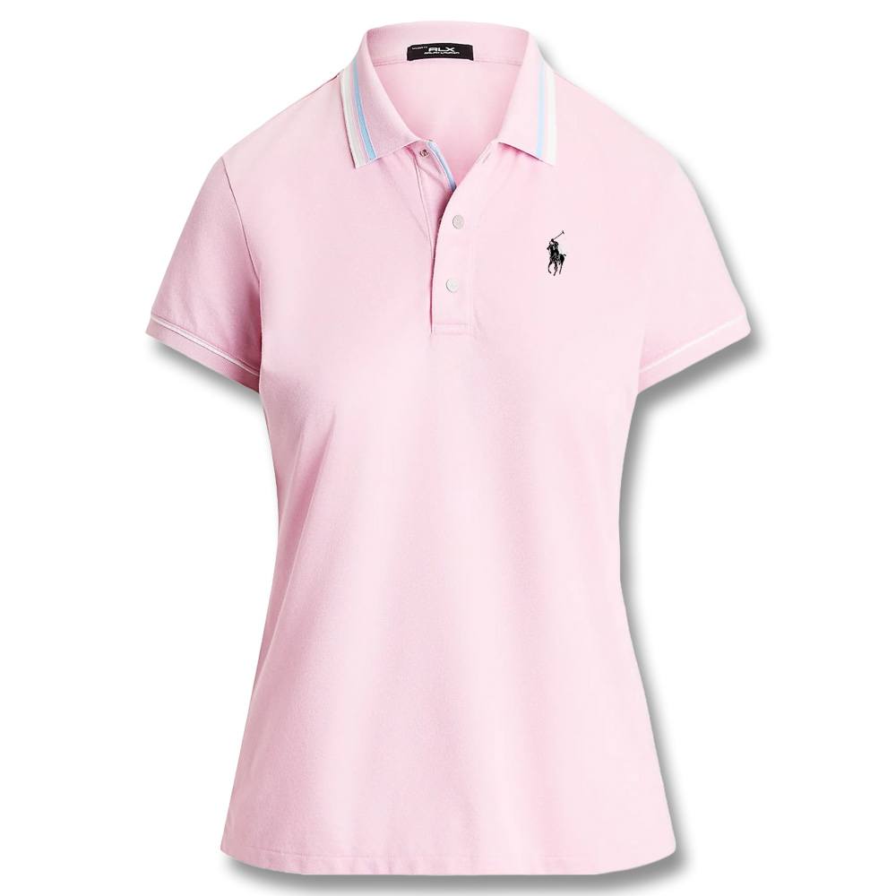 Ralph Lauren Tour Pique Val Golf Polo (Tailored Fit) Garden Pink/Ceramic White/Cold Spring Multi - SP25 Women