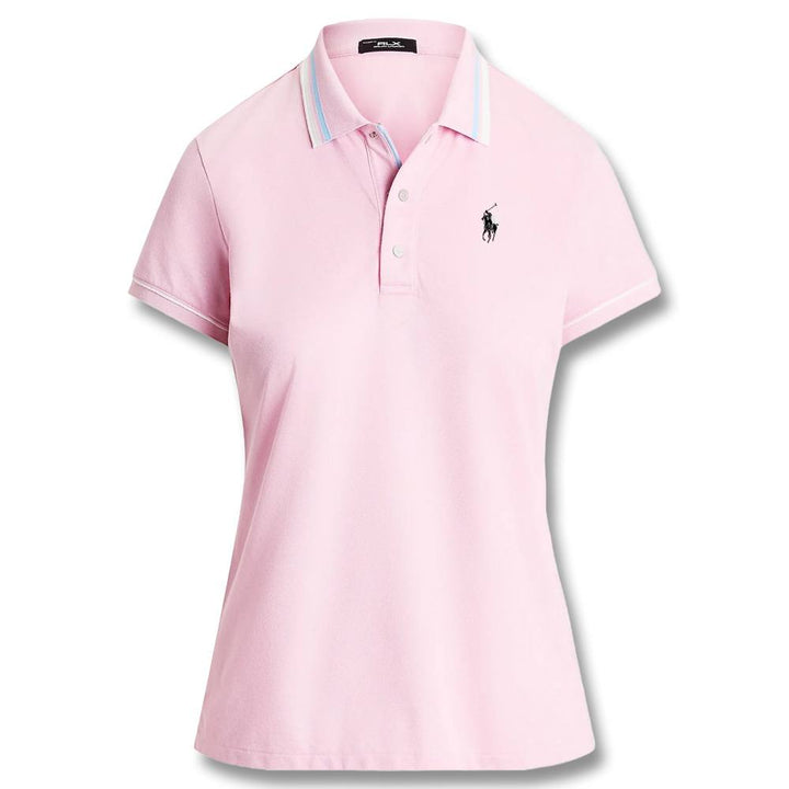 Ralph Lauren Tour Pique Val Golf Polo (Tailored Fit) Garden Pink/Ceramic White/Cold Spring Multi - SP25 Women