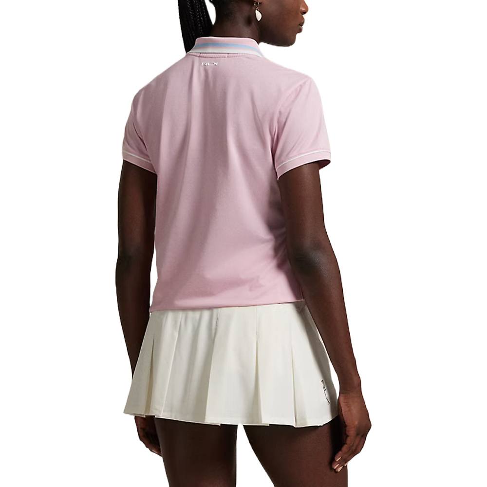 Ralph Lauren Tour Pique Val Golf Polo (Tailored Fit) Garden Pink/Ceramic White/Cold Spring Multi - SP25 Women