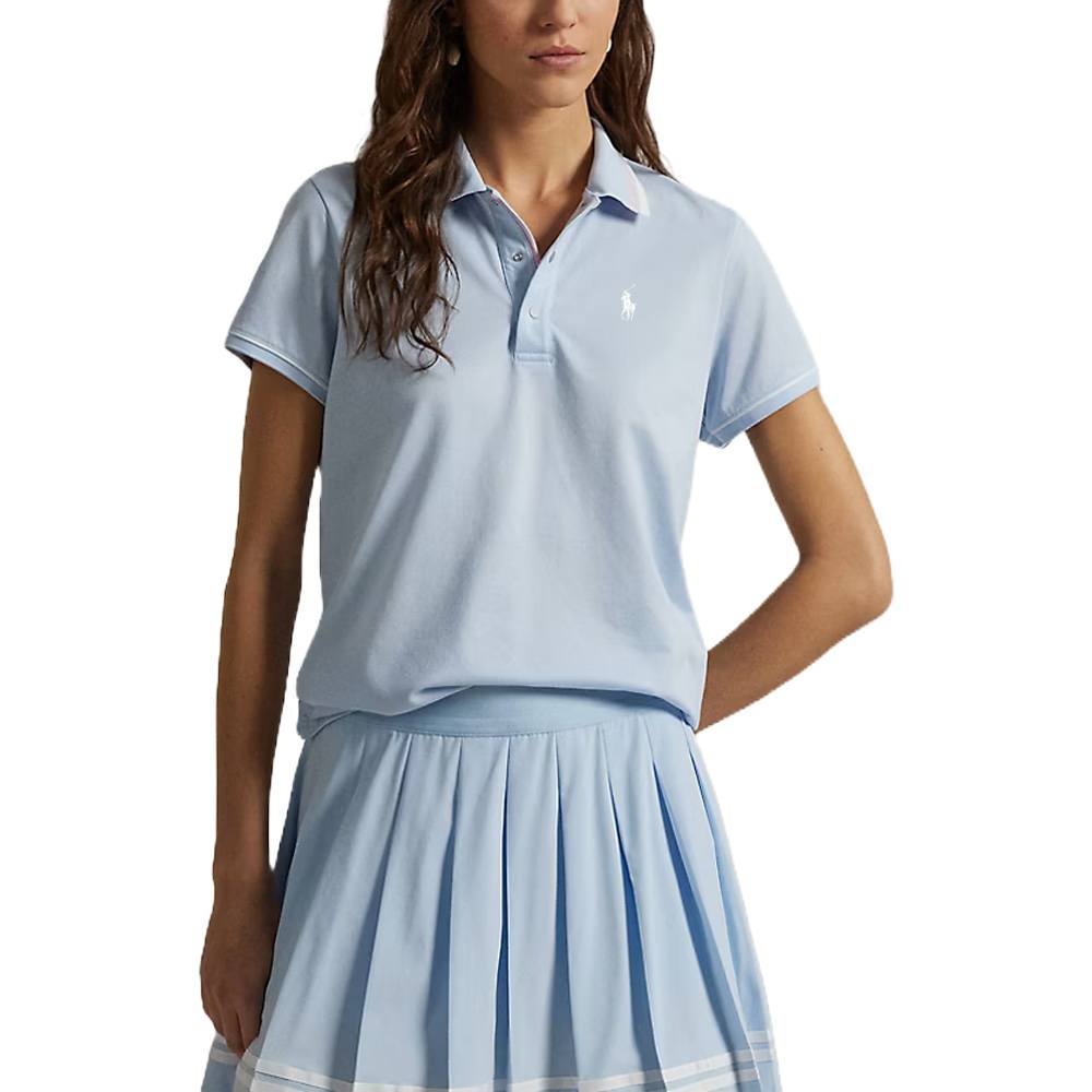 Ralph Lauren Tour Pique Val Golf Polo (Tailored Fit) Cold Spring/Garden Pink/Ceramic White - SP25 Women