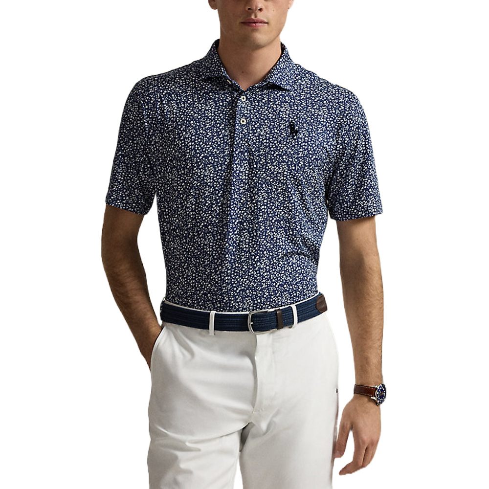 Ralph Lauren Lightweight Airlfow Golf Polo (Micro Toss Floral Print) Refined Navy - SP25 Men