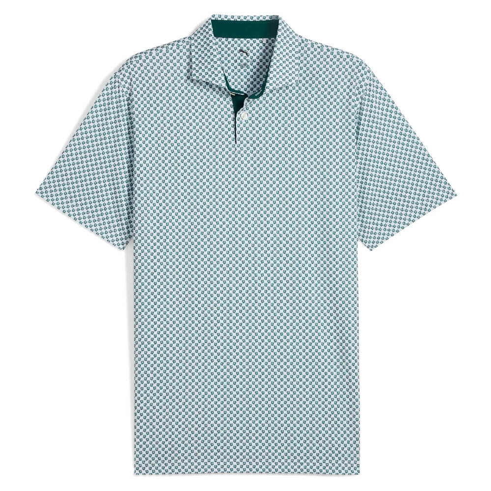 PUMA MATTR Micro Floral Golf Polo White Glow/Dark Myrtle - SS25 Men