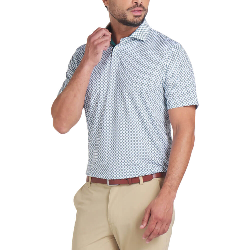 PUMA MATTR Micro Floral Golf Polo White Glow/Dark Myrtle - SS25 Men