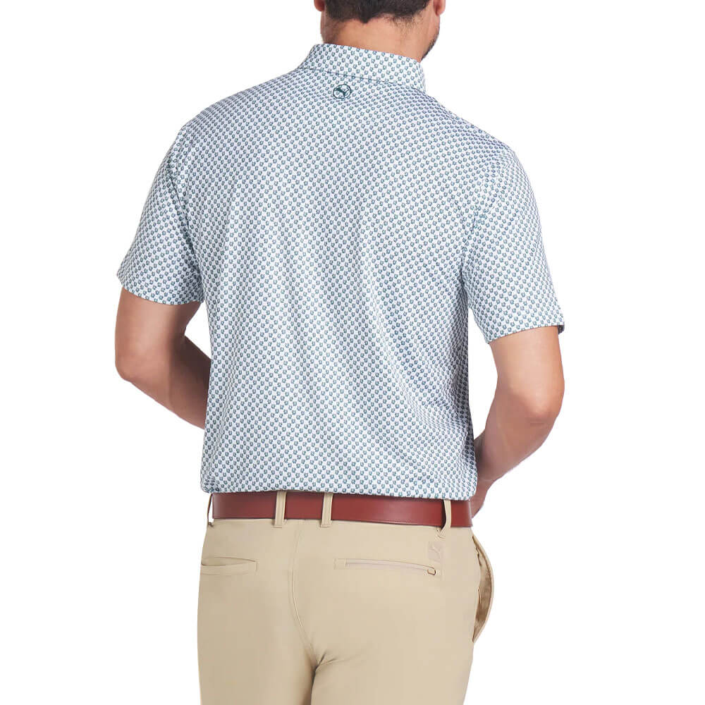 PUMA MATTR Micro Floral Golf Polo White Glow/Dark Myrtle - SS25 Men