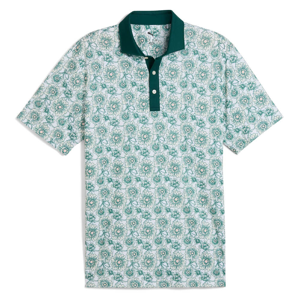 PUMA Pique Flower Fields Golf Polo Dark Myrtle/White Glow - SS25 Men