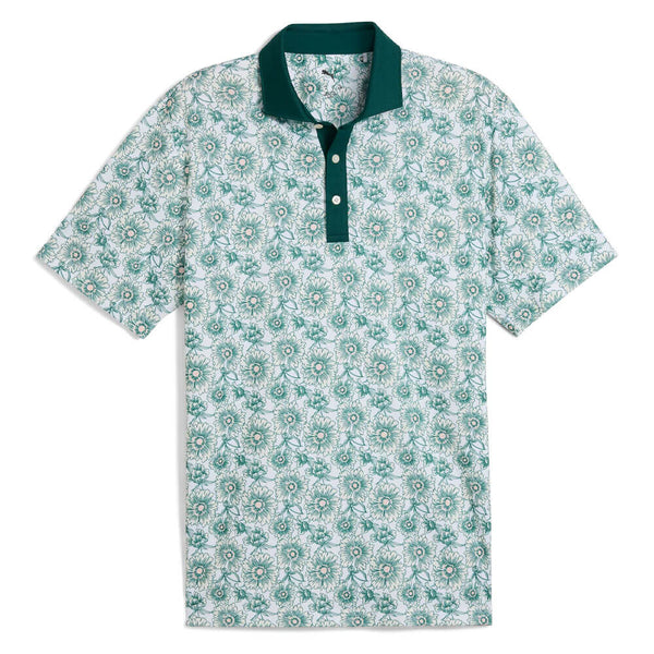 PUMA Pique Flower Fields Golf Polo Dark Myrtle/White Glow - SS25 Men
