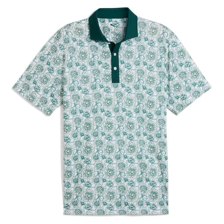 PUMA Pique Flower Fields Golf Polo Dark Myrtle/White Glow - SS25 Men