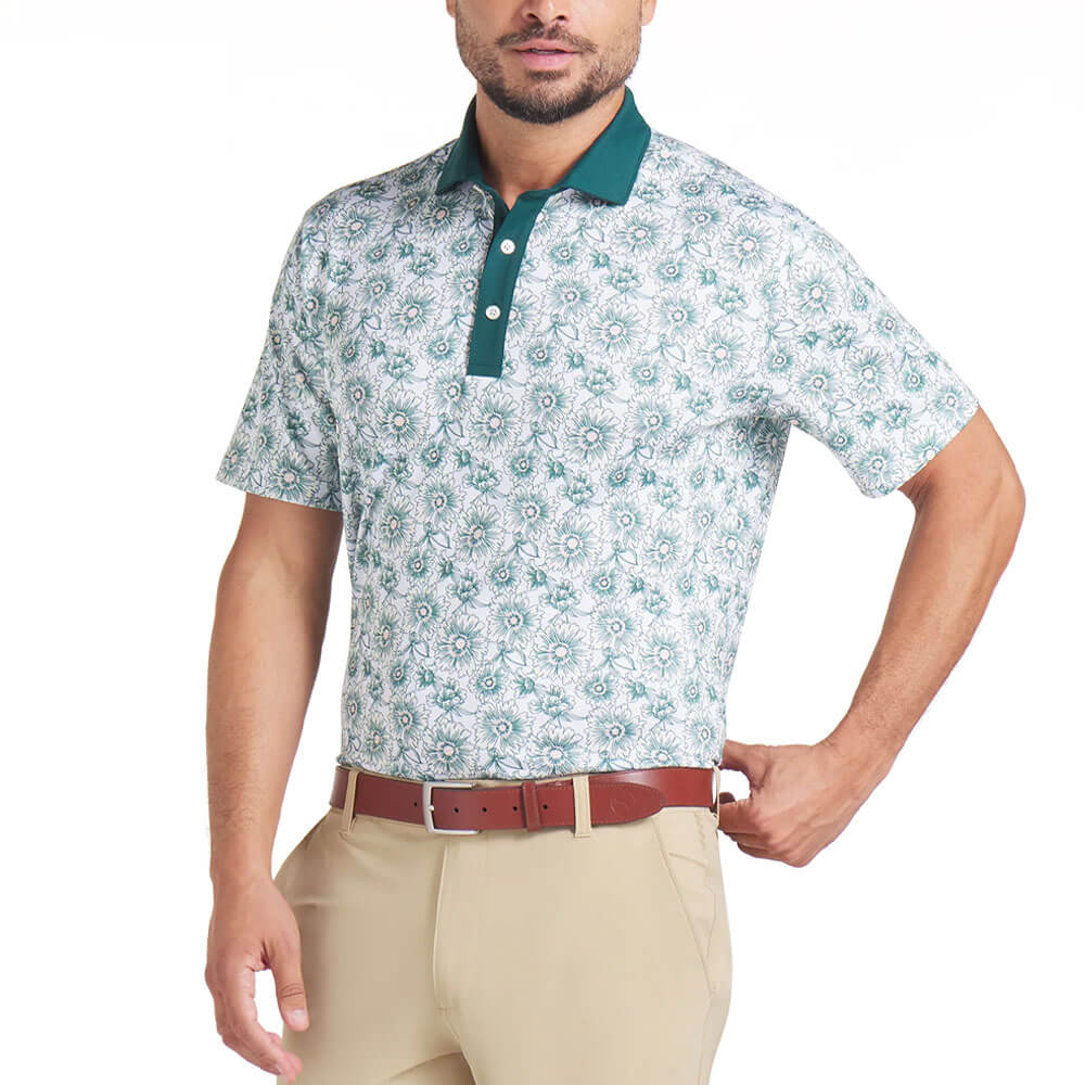 PUMA Pique Flower Fields Golf Polo Dark Myrtle/White Glow - SS25 Men