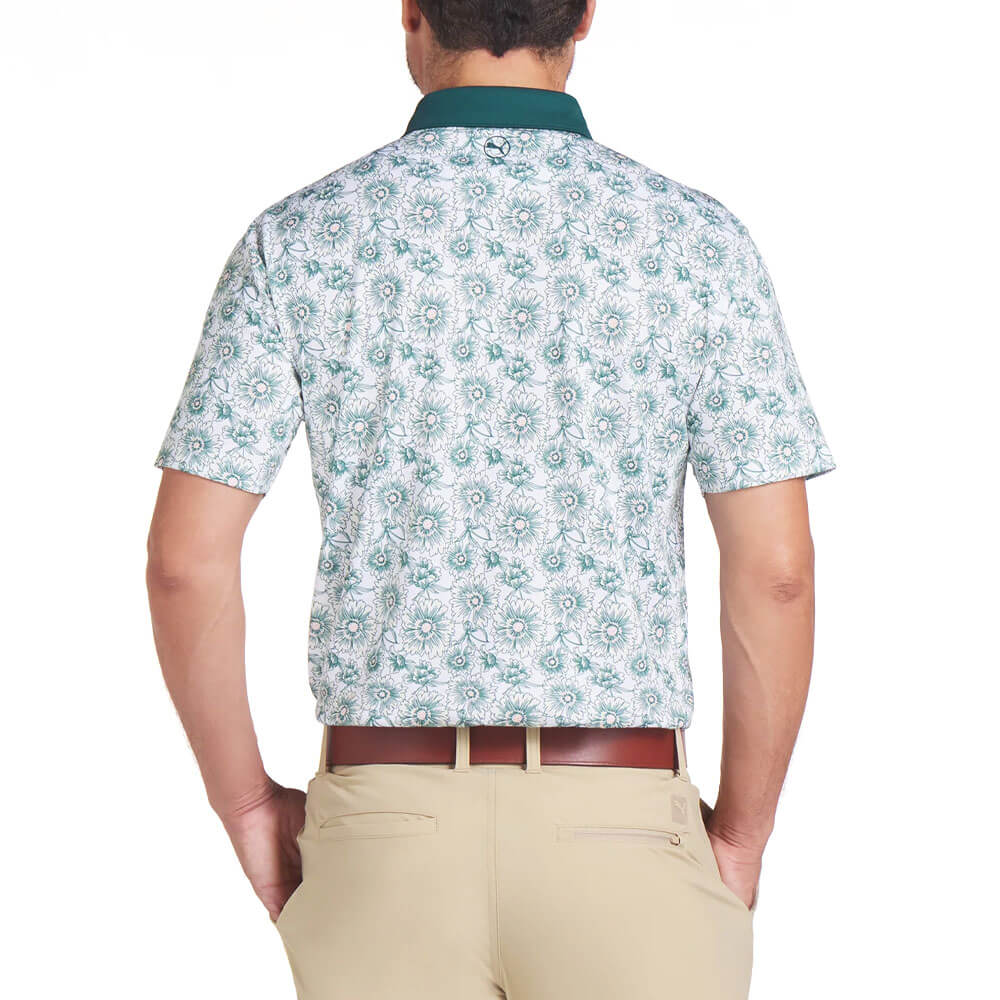 PUMA Pique Flower Fields Golf Polo Dark Myrtle/White Glow - SS25 Men