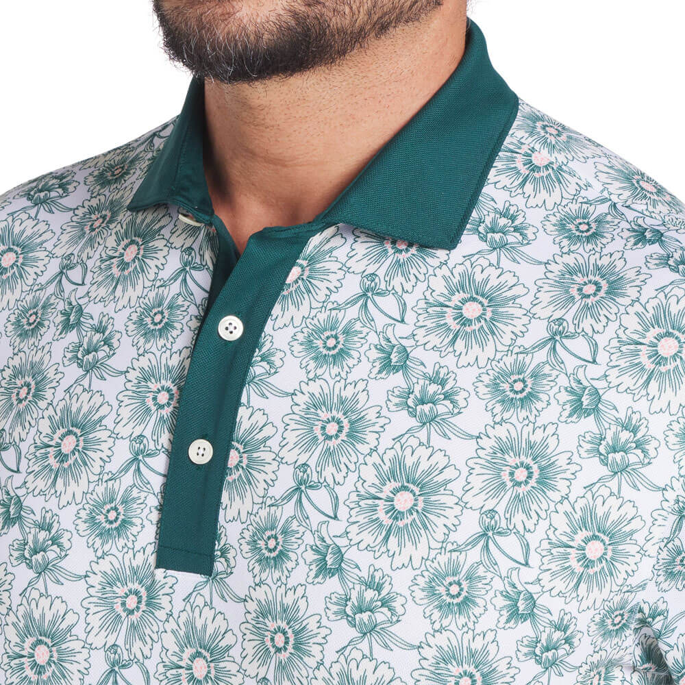PUMA Pique Flower Fields Golf Polo Dark Myrtle/White Glow - SS25 Men