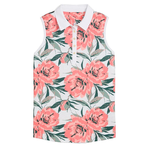 PUMA MATTR Beautiful Game Sleeveless Golf Polo White Glow/Peach Frost - SS25 Women