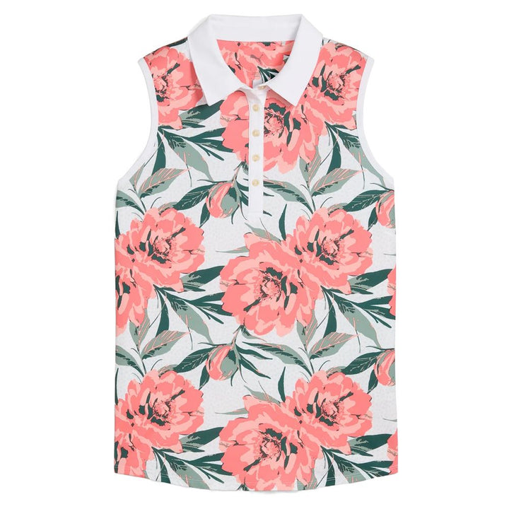PUMA MATTR Beautiful Game Sleeveless Golf Polo White Glow/Peach Frost - SS25 Women
