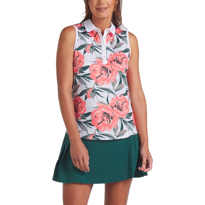 PUMA MATTR Beautiful Game Sleeveless Golf Polo White Glow/Peach Frost - SS25 Women
