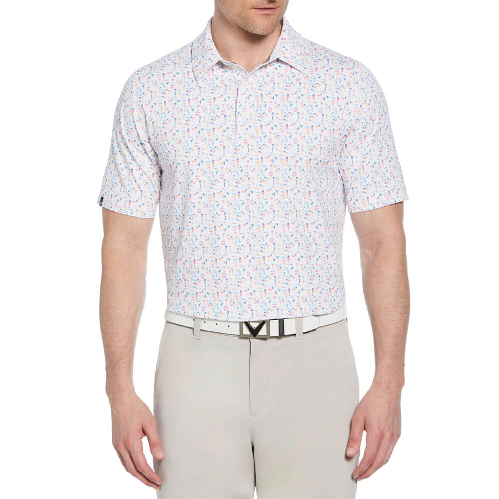Callaway Shortsleeve Cocktail Print Golf Polo Bright White - SP25 Men
