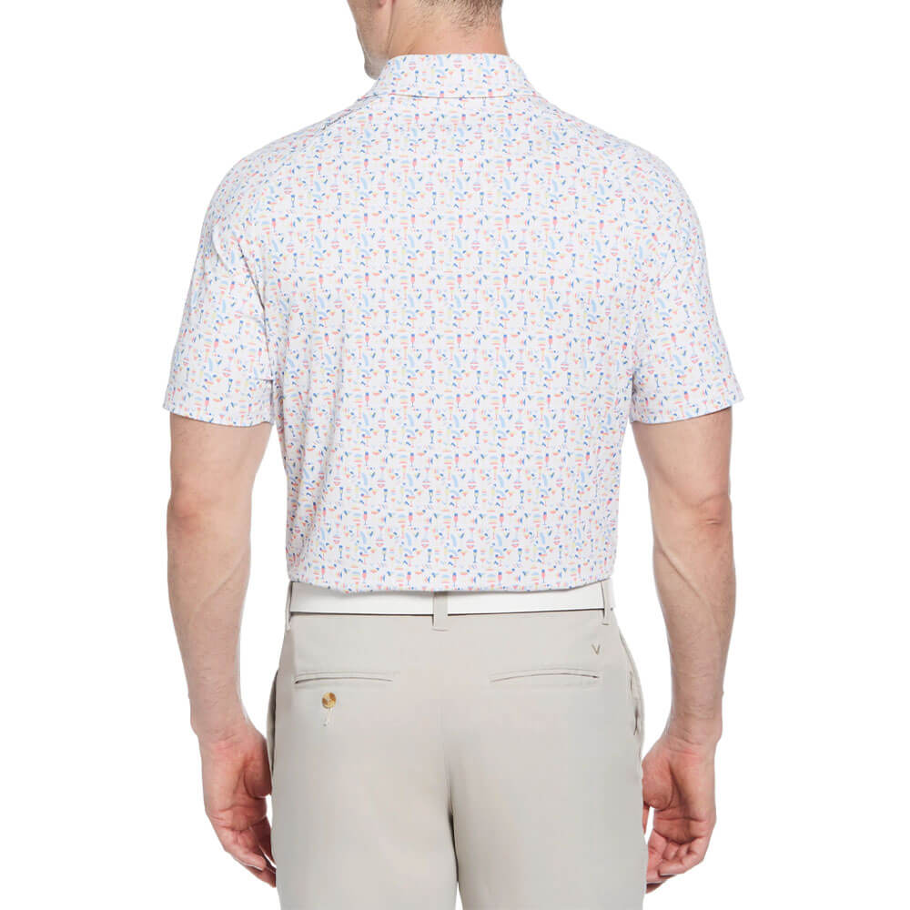 Callaway Shortsleeve Cocktail Print Golf Polo Bright White - SP25 Men