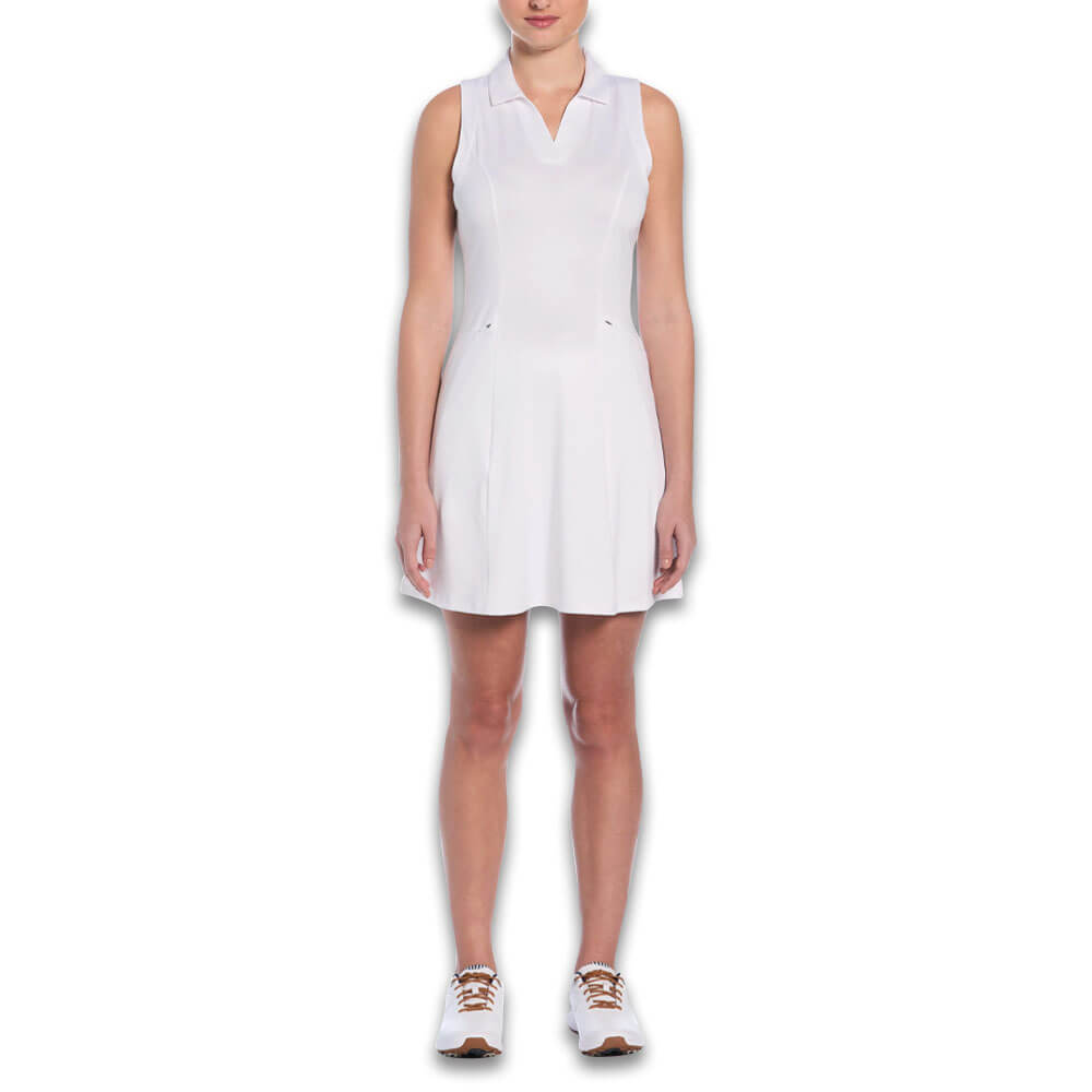 Callaway Sleeveless Flounce Golf Dress (with Mesh) Brilliant White - SP25 Women