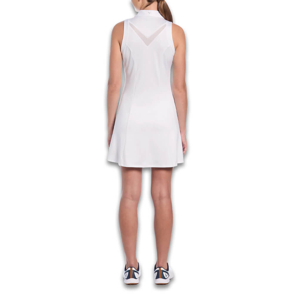 Callaway Women's Golf Flounce Dress With Mesh, Size XS, Brilliant White, polyester/elastane, Print