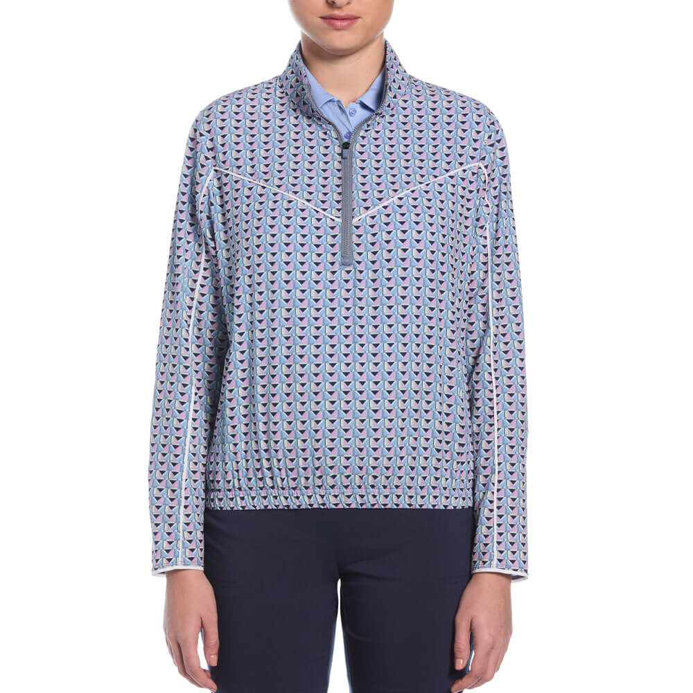Callaway Lightweight Perforated Woven Cropped 1/4 Zip Golf Pullover Flint Stone - SP25 Women