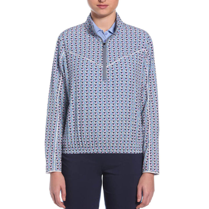 Callaway Lightweight Perforated Woven Cropped 1/4 Zip Golf Pullover Flint Stone - SP25 Women