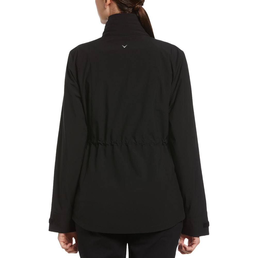 Callaway レディースジャケット ブラック Callaway Wind and Water Resistant Golf Jacket (with Packable Hood