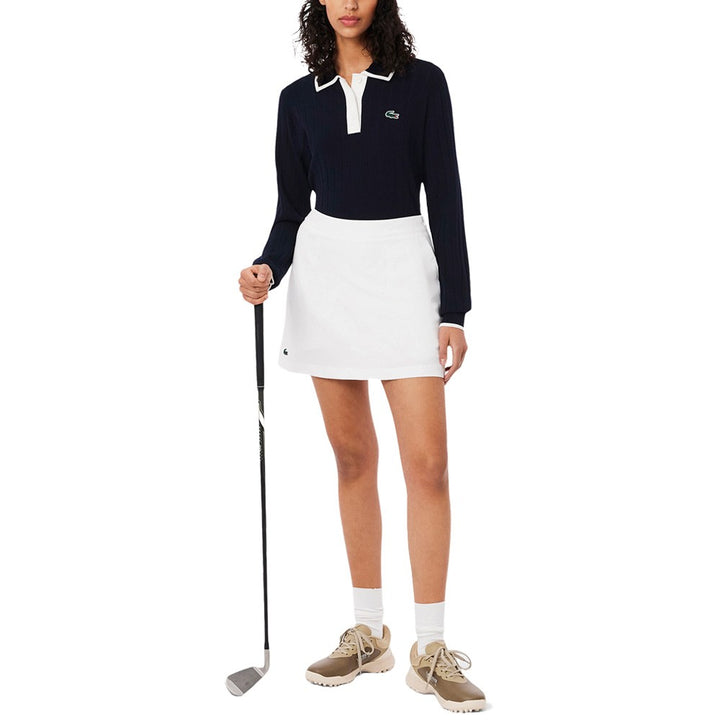 Lacoste Collar Stretch Sweater Longsleeve Golf Polo Navy Blue/White - SS25 Women