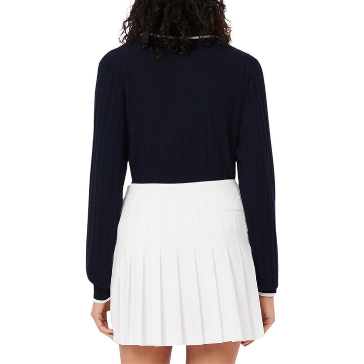 Lacoste Collar Stretch Sweater Longsleeve Golf Polo Navy Blue/White - SS25 Women