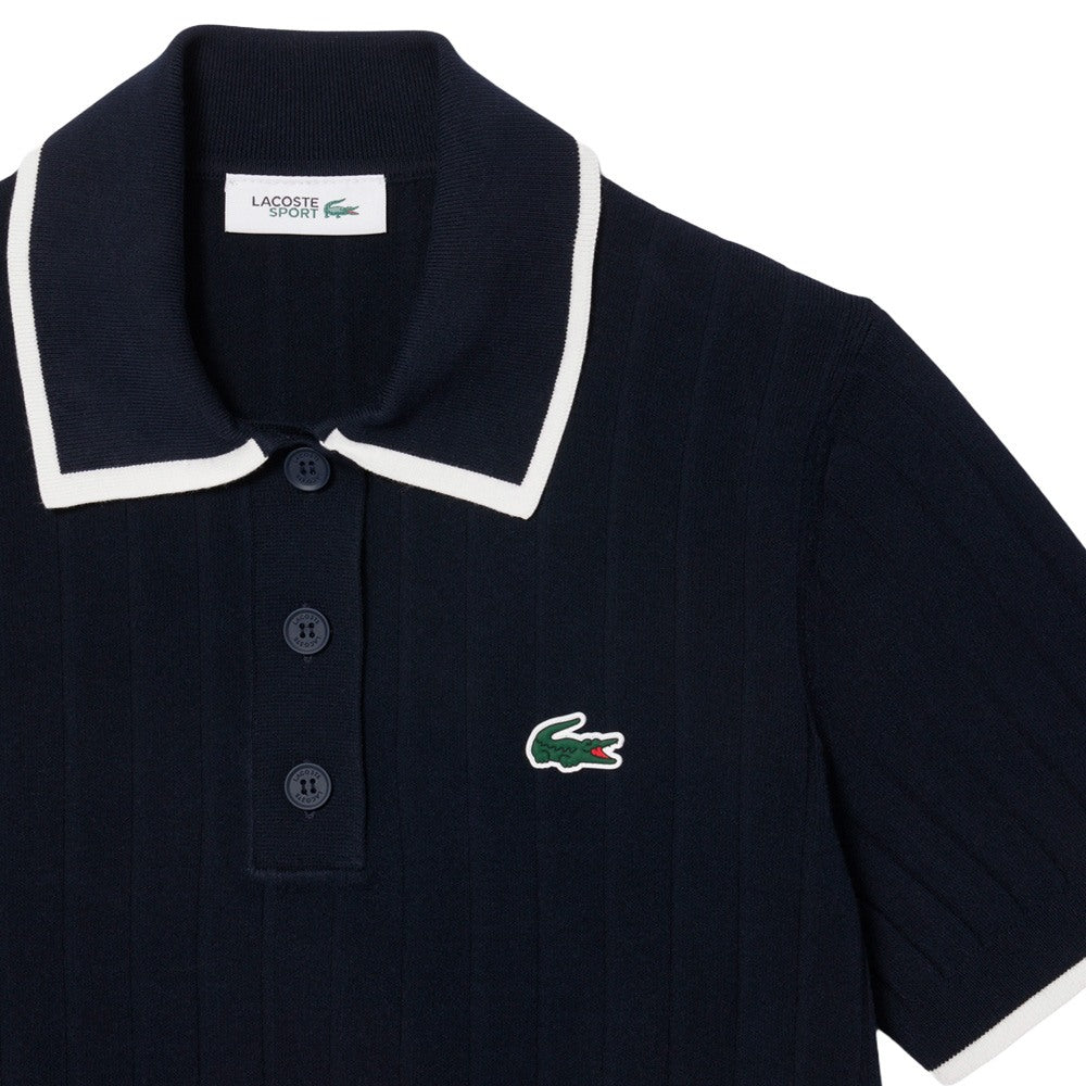 Lacoste Collar Stretch Sweater Shortsleeve Golf Polo Navy Blue