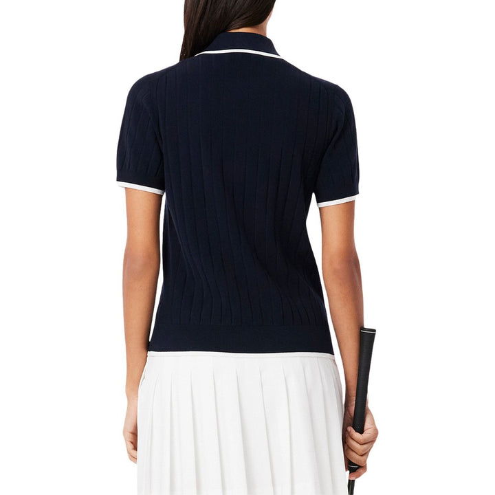 Lacoste Collar Stretch Sweater Shortsleeve Golf Polo Navy Blue/White - SS25 Women
