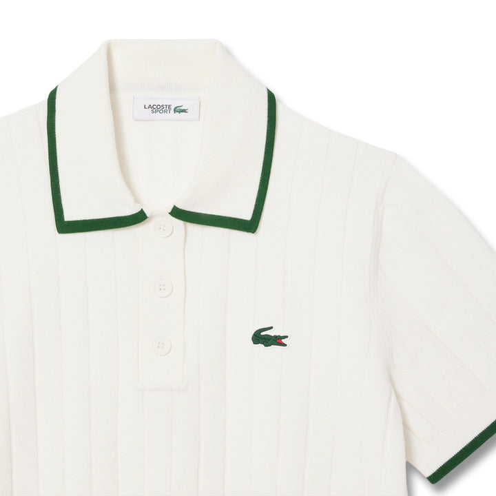 Lacoste Collar Stretch Sweater Shortsleeve Golf Polo White/Green - SS25 Women