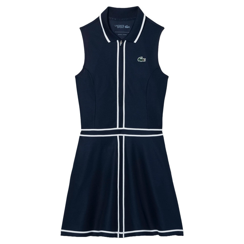 Lacoste Ultra Dry Heritage Trim Sleeveless Golf Dress Navy Blue/White/Navy Blue - SS25 Women