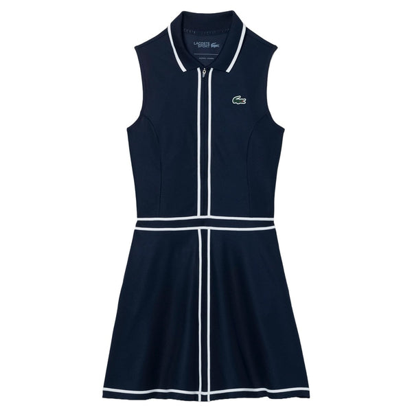 Lacoste Ultra Dry Heritage Trim Sleeveless Golf Dress Navy Blue/White/Navy Blue - SS25 Women