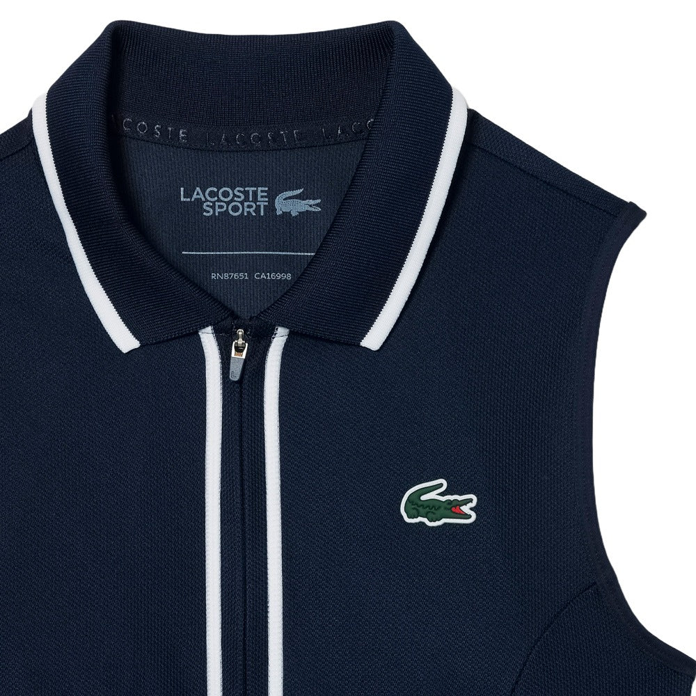 Lacoste Ultra Dry Heritage Trim Sleeveless Golf Dress Navy Blue/White/Navy Blue - SS25 Women