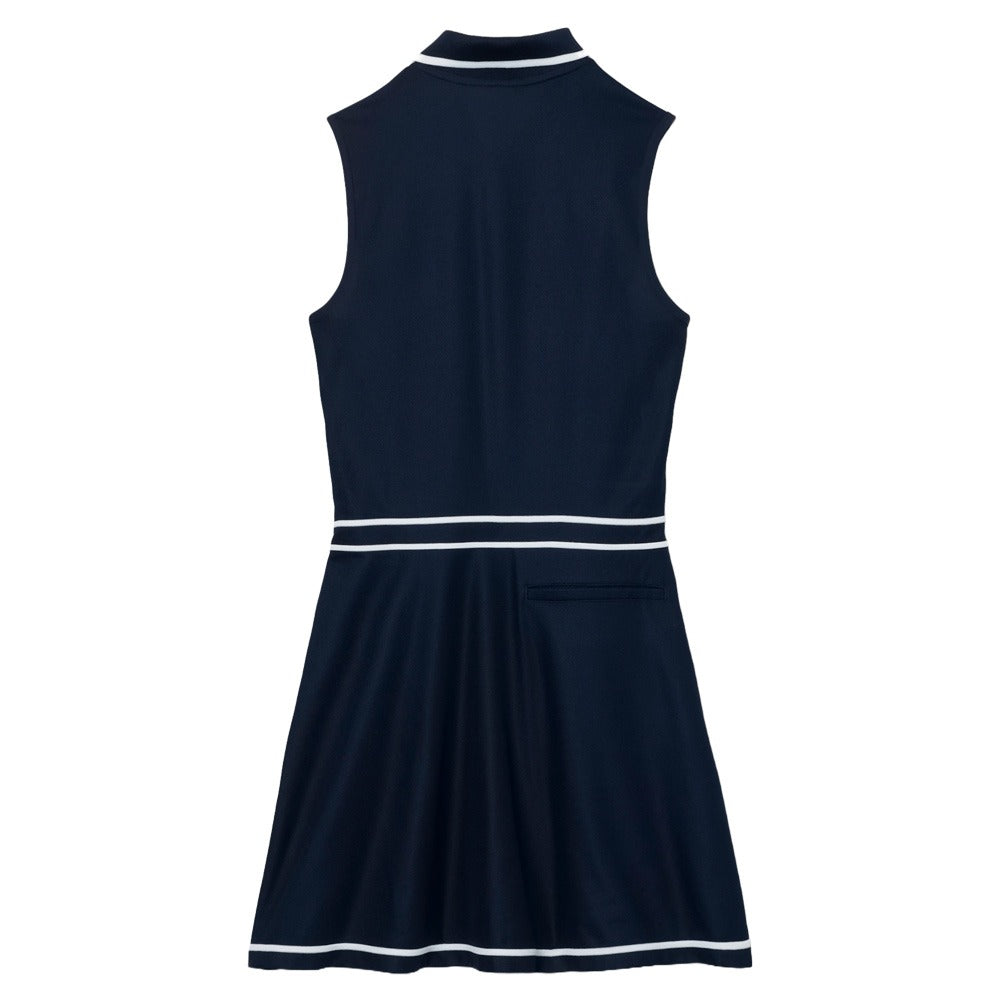 Lacoste Ultra Dry Heritage Trim Sleeveless Golf Dress Navy Blue/White/Navy Blue - SS25 Women