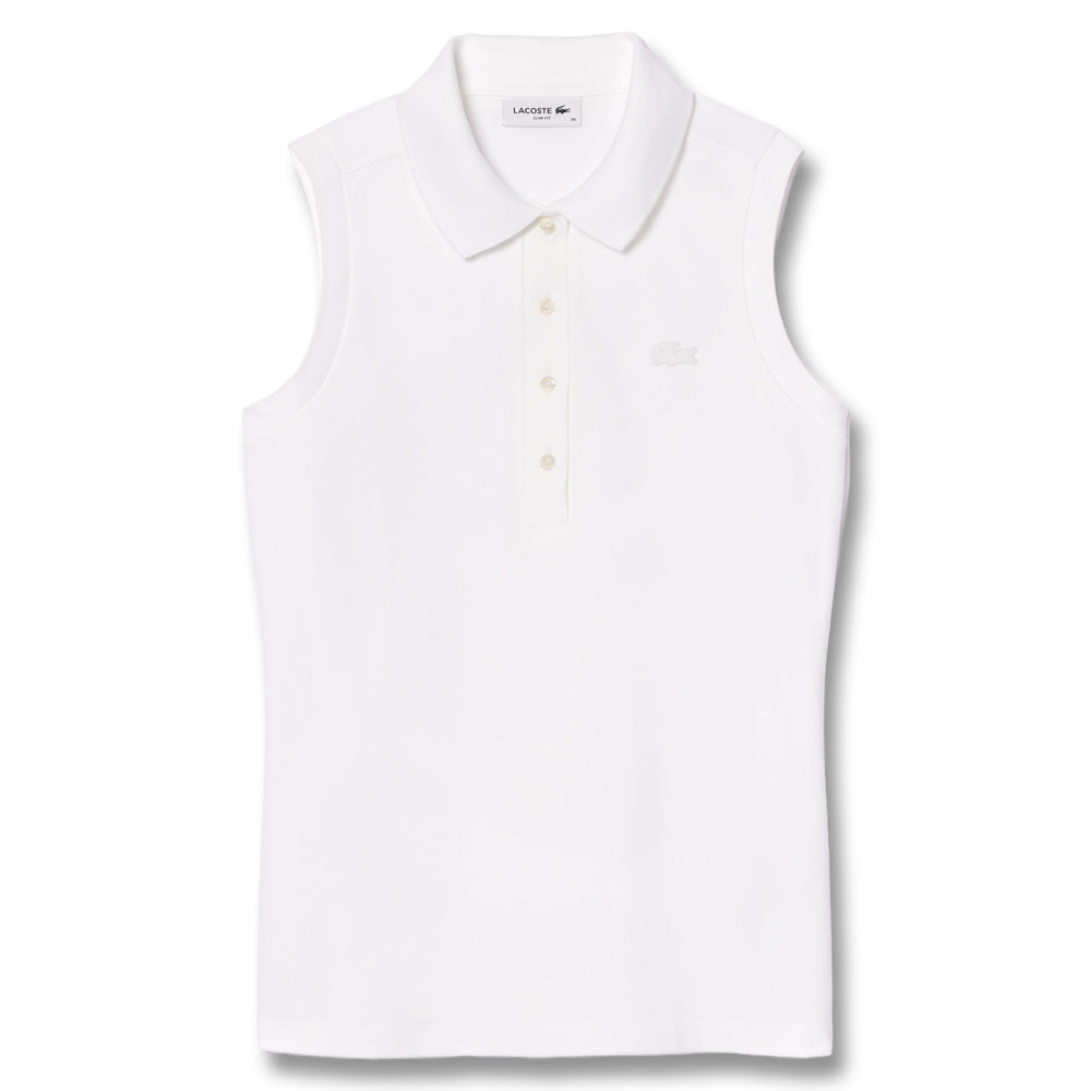 Lacoste Slim Fit L.12.D Sleeveless Stretch Golf Polo White - SS25 Women