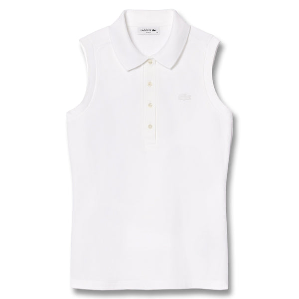Lacoste Slim Fit L.12.D Sleeveless Stretch Golf Polo White - SS25 Women