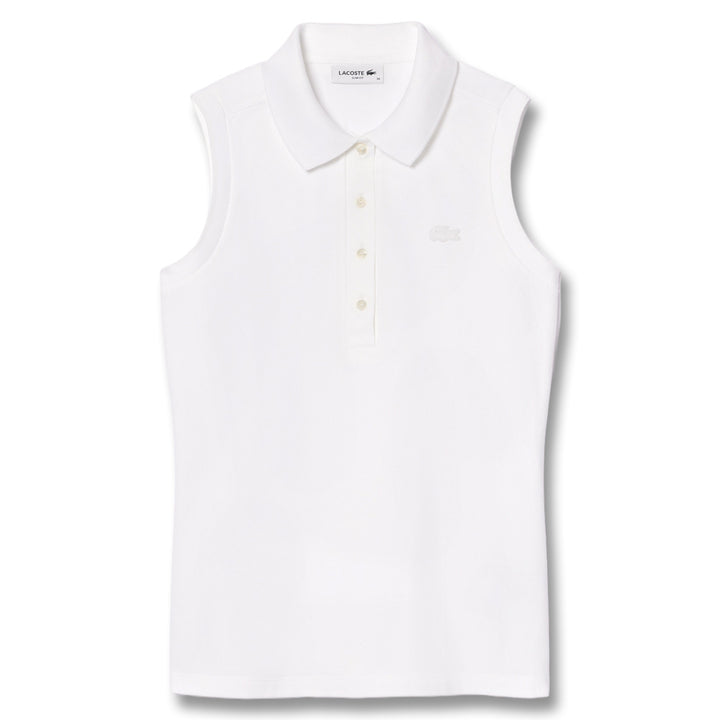 Lacoste Slim Fit L.12.D Sleeveless Stretch Golf Polo White - SS25 Women