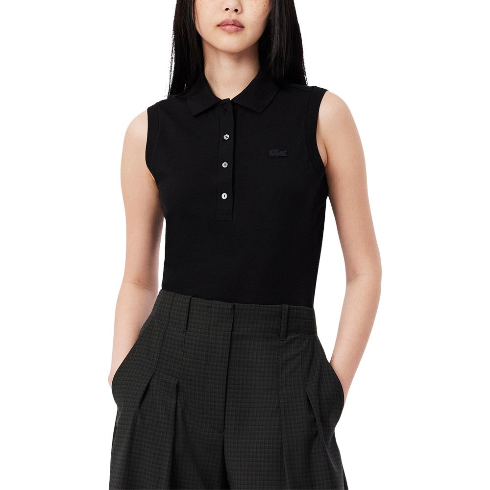 Lacoste Slim Fit L.12.D Sleeveless Stretch Golf Polo Black - SS25 Women