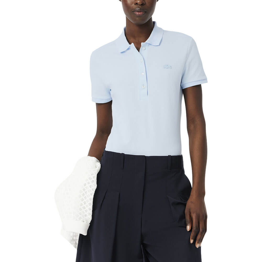 Lacoste L.12.D Slim Fit Stretch Mini Pique Golf Polo Light Blue - SS25 Women