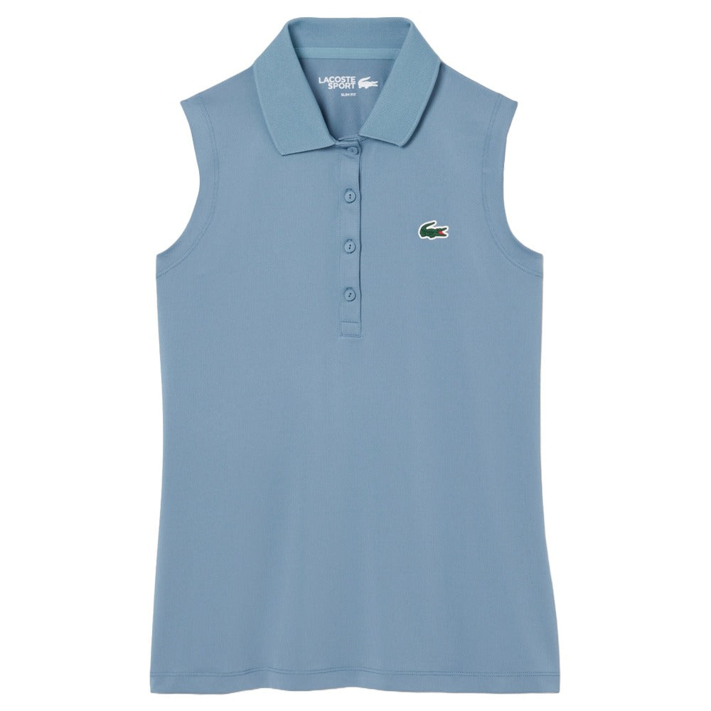Lacoste Slim Fit UV Protect Sleeveless Stretch Golf Polo Blue - SS25 Women