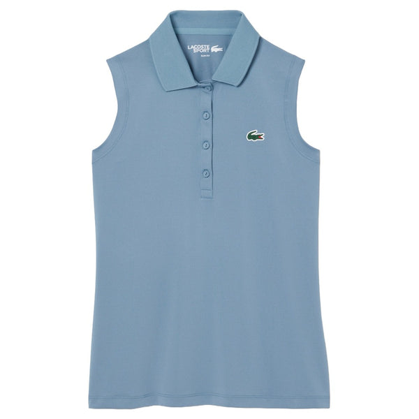 Lacoste Slim Fit UV Protect Sleeveless Stretch Golf Polo Blue - SS25 Women