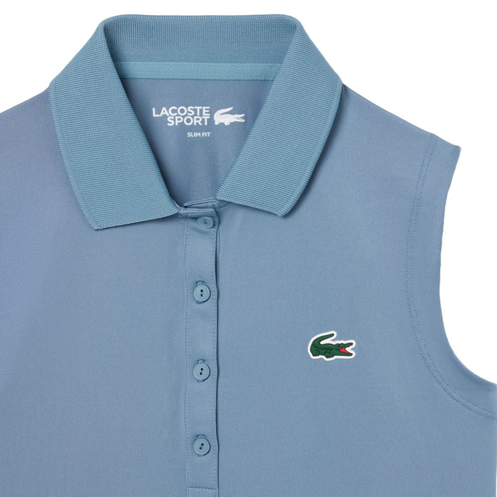 Lacoste Slim Fit UV Protect Sleeveless Stretch Golf Polo Blue - SS25 Women