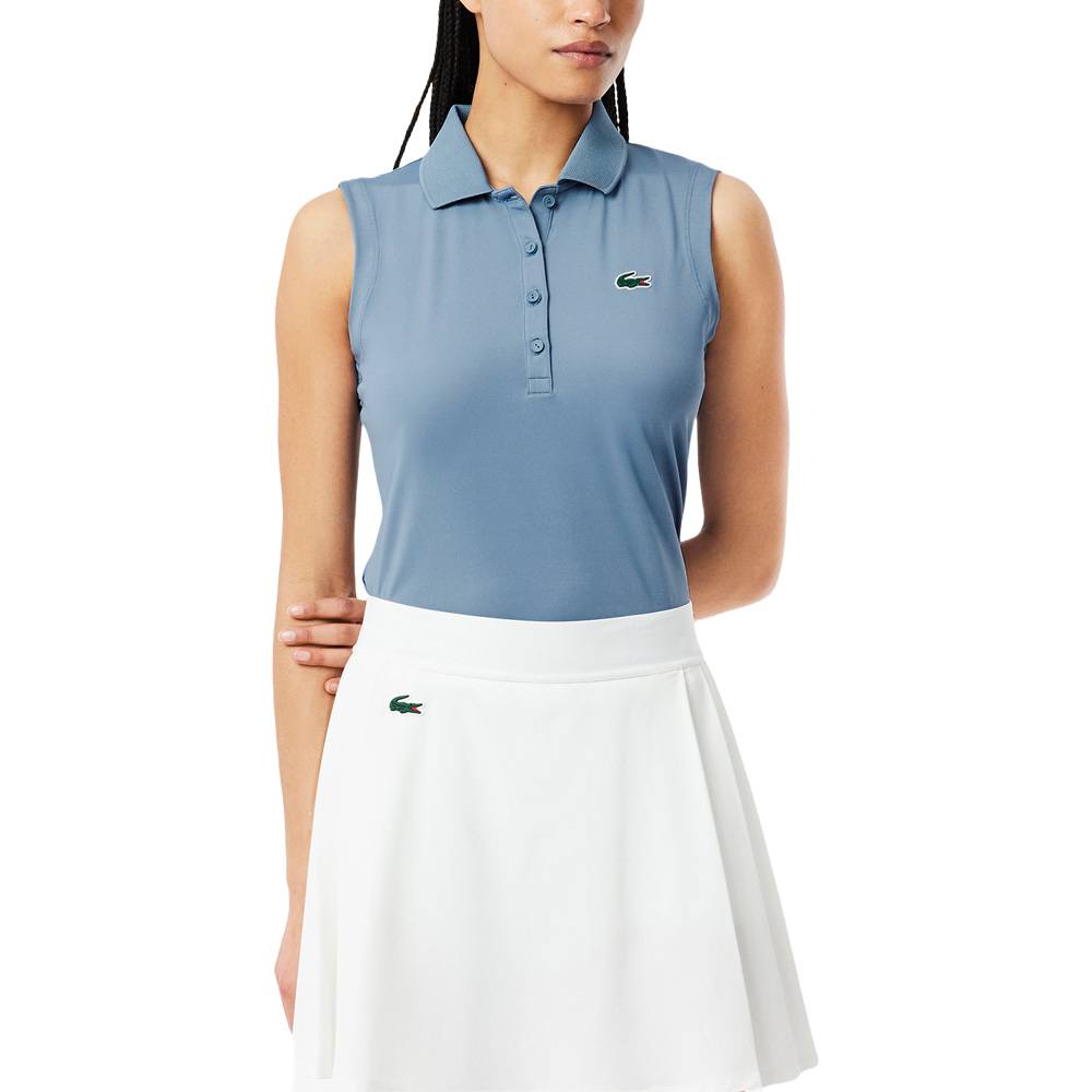 Lacoste Slim Fit UV Protect Sleeveless Stretch Golf Polo Blue - SS25 Women